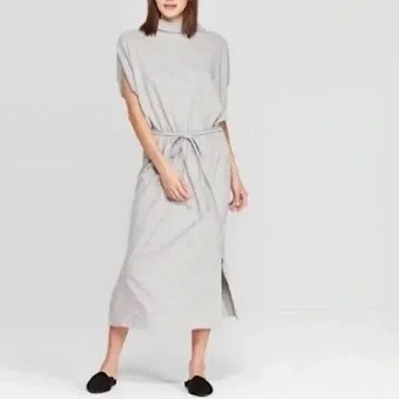 Prologue Batwing Short Sleeve Mock Turtleneck Dress Heather Gray Medium NWOT - Picture 1 of 12